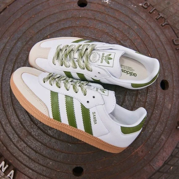 adidas Samba OG White/Olive/Gum Sneakers Classic Retro Soccer-Unisex NIB WmnSz 8 - Picture 7 of 11